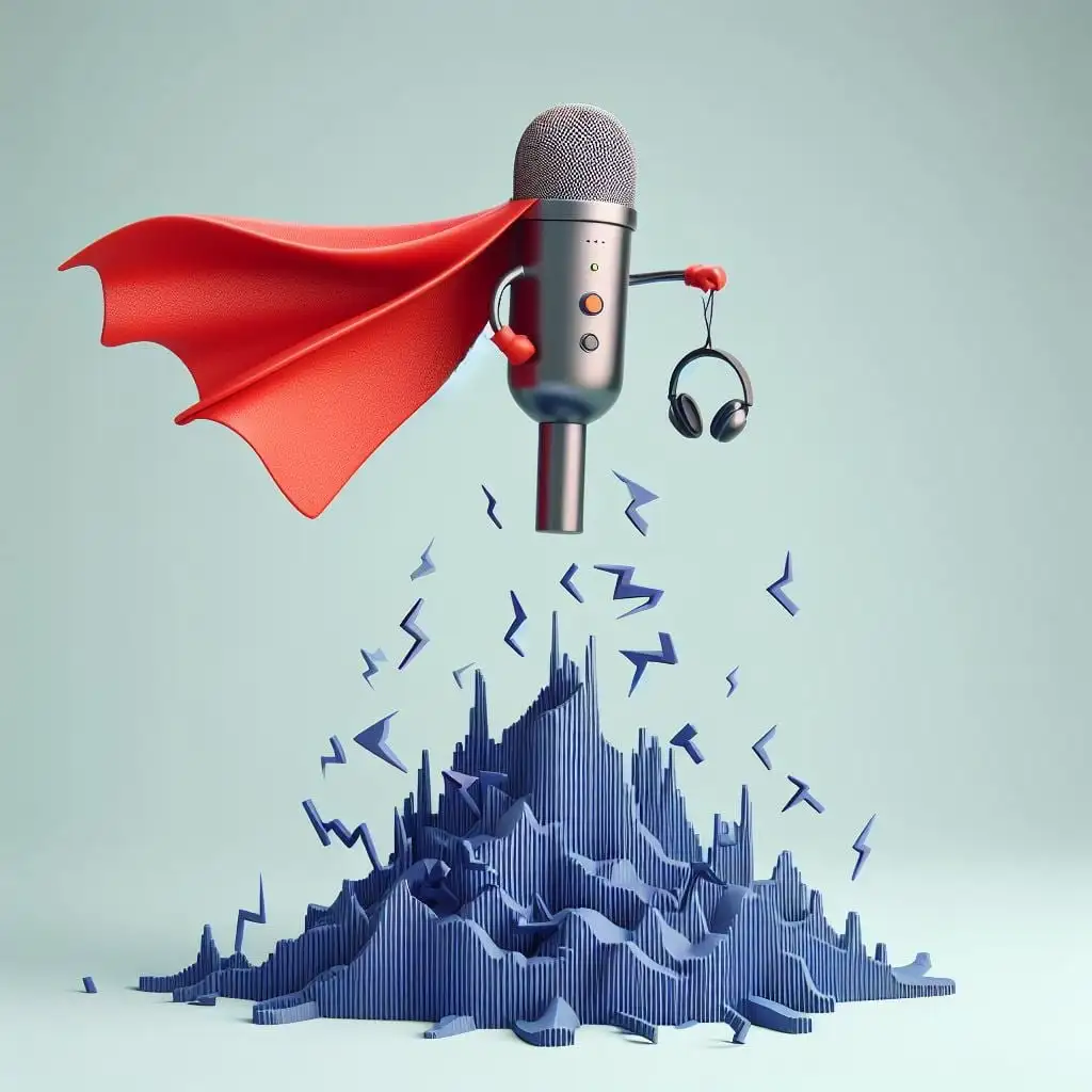 A hero microphone flies away from noise