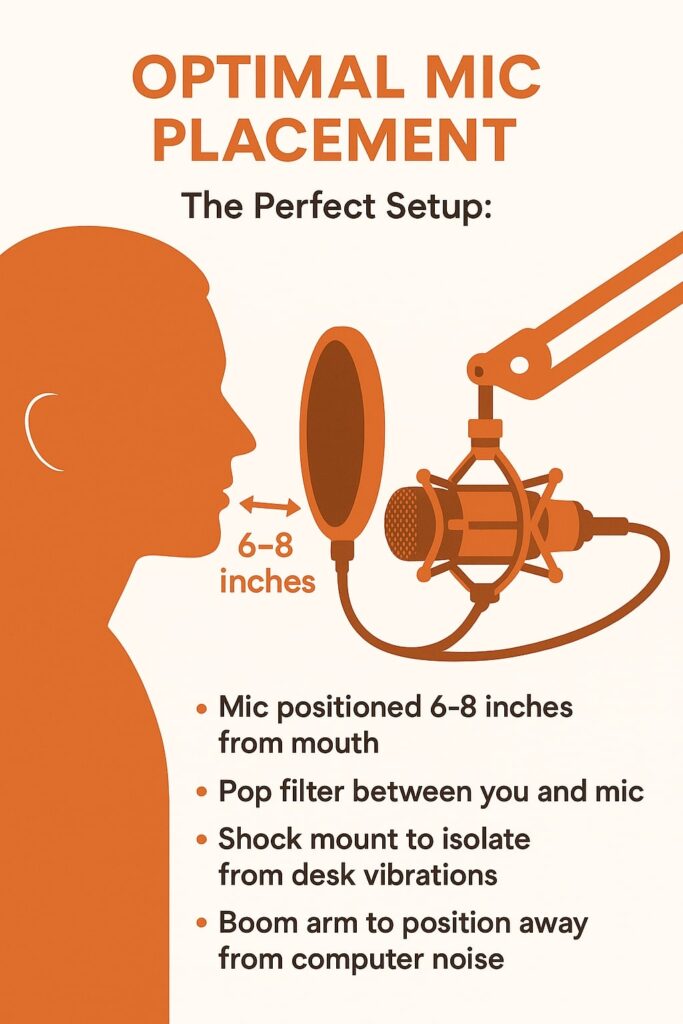 Proper microphone positioning showing distance and angle